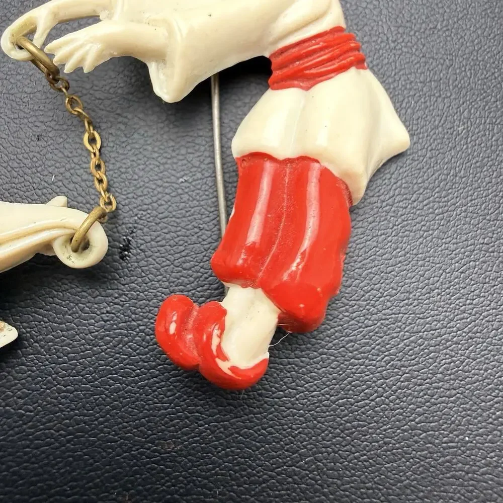 Celluloid Genie Magic Lamp Pin 2 Pc w Chain Vintage - Make a Wish!